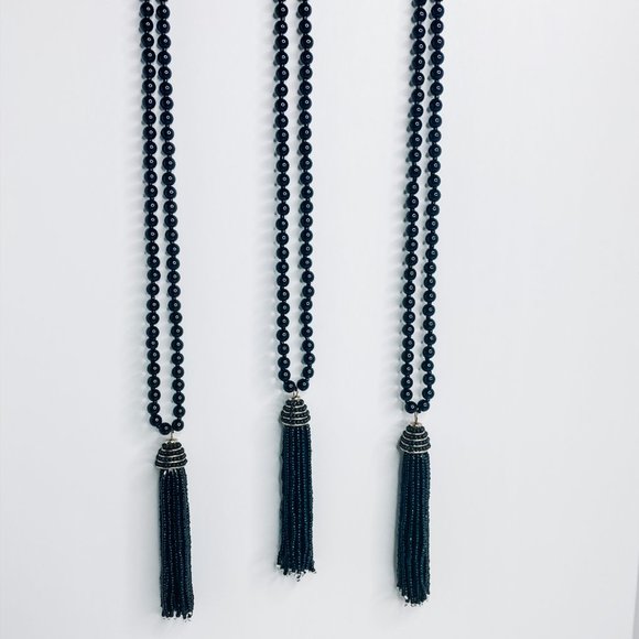 Jewelry - Black Beaded Tassel Necklaces